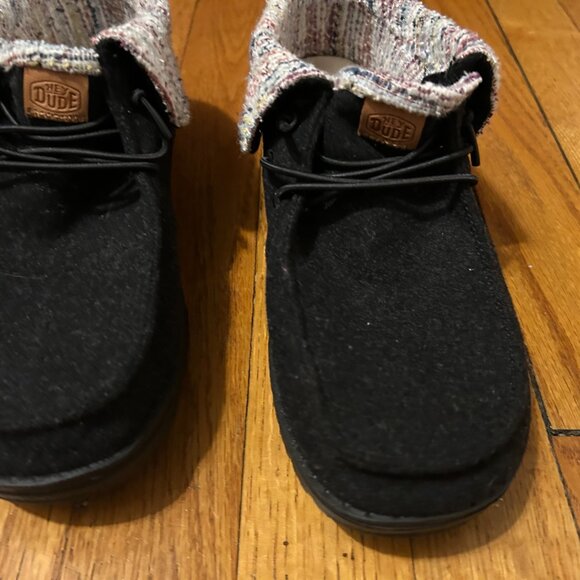 Hey Dude Shoes - Wendy Gray Wooly Twill Fold Boots - Size: 7 - Picture 3 of 15